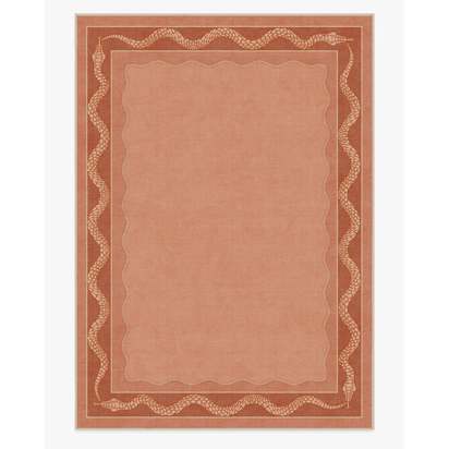 Serpent Border Coral Flatwoven Rug by Matthew Williamson - 305 x 425 cm - Rug + Pad System