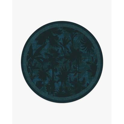 Twilight Forest Midnight Flatwoven Rug by Matthew Williamson - 245 Round cm - Rug + Pad System