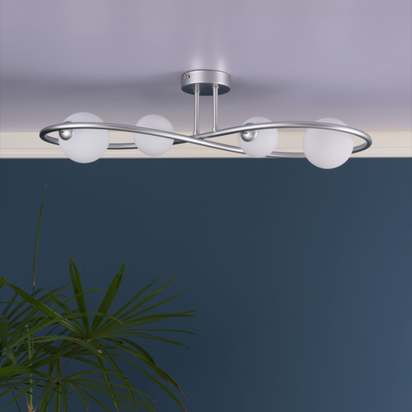 Lena 4 Light Matte Silver Semi Flush Ceiling Light