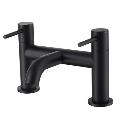 Harbour Clarity Matt Black Basin Mixer Tap and Deck Mounted Bath Mixer Tap