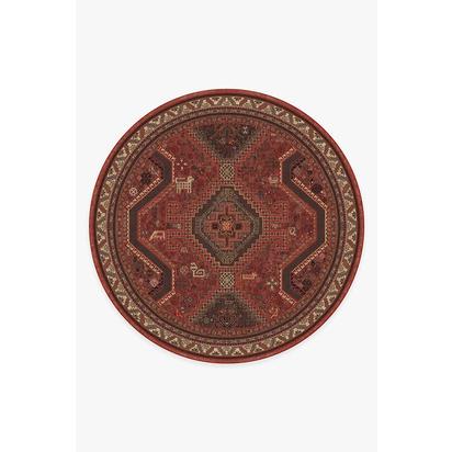 Zareen Scarlet Red Flatwoven Rug - 245 Round cm - Rug + Cushioned Pad System