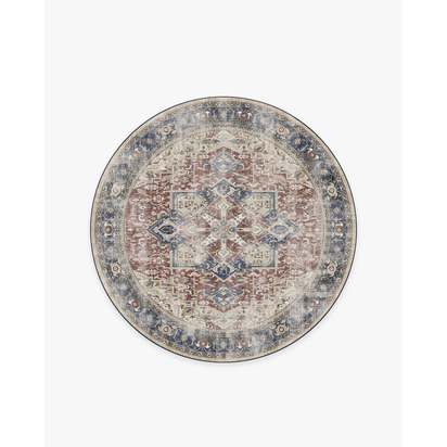 Kamran Royal Blue Flatwoven Rug - 185 Round cm - Rug + Cushioned Pad System