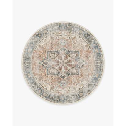 Kamran Coral Flatwoven Rug - 245 Round cm - Rug + Cushioned Pad System