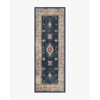 Verena Sapphire Flatwoven Rug - 75 x 215 cm - Rug + Cushioned Pad System