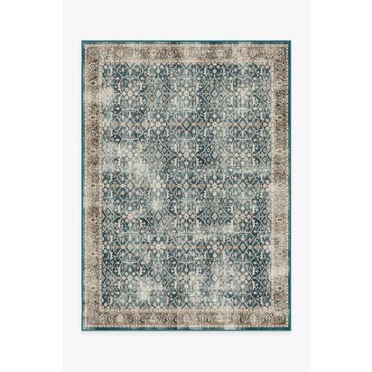 Celestine Teal Blue Flatwoven Rug - 150 x 215 cm - Rug + Cushioned Pad System