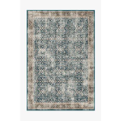 Celestine Teal Blue Flatwoven Rug - 185 x 275 cm - Rug + Cushioned Pad System