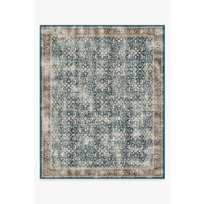 Celestine Teal Blue Flatwoven Rug - 245 x 305 cm - Rug + Cushioned Pad System