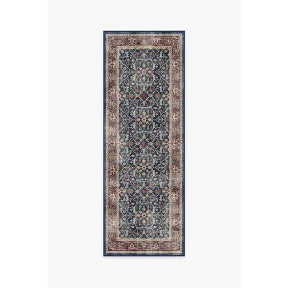 Celestine Sapphire Flatwoven Rug - 75 x 215 cm - Rug + Cushioned Pad System