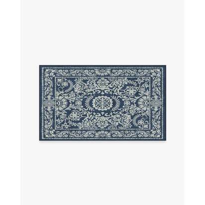 Delphina Navy Blue Flatwoven Rug - 90 x 150 cm - Rug + Cushioned Pad System