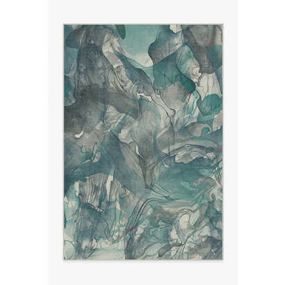 Aurora Teal Grey Flatwoven Rug - 185 x 275 cm - Rug + Cushioned Pad System