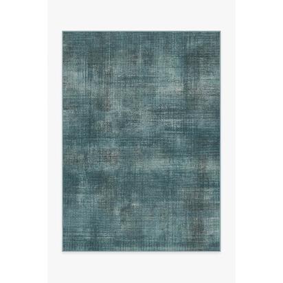 Sudaria Solid Teal Blue Flatwoven Rug - 150 x 215 cm - Rug + Cushioned Pad System