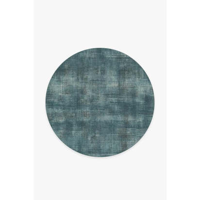 Sudaria Solid Teal Blue Flatwoven Rug - 185 Round cm - Rug + Cushioned Pad System