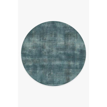 Sudaria Solid Teal Blue Flatwoven Rug - 245 Round cm - Rug + Cushioned Pad System