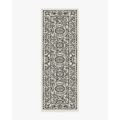 Delphina Black & White Flatwoven Rug - 75 x 215 cm - Rug + Cushioned Pad System