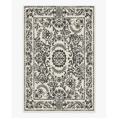 Delphina Black & White Flatwoven Rug - 185 x 275 cm - Rug + Cushioned Pad System