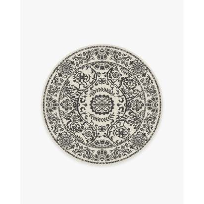 Delphina Black & White Flatwoven Rug - 185 Round cm - Rug + Cushioned Pad System