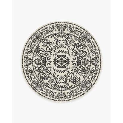 Delphina Black & White Flatwoven Rug - 245 Round cm - Rug + Cushioned Pad System