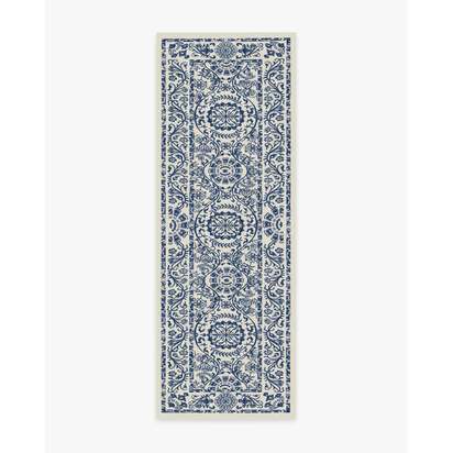 Delphina Delft Blue Flatwoven Rug - 75 x 215 cm - Rug + Cushioned Pad System