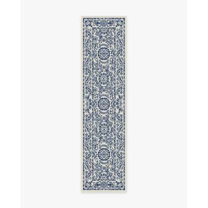 Delphina Delft Blue Flatwoven Rug - 75 x 305 cm - Rug + Cushioned Pad System