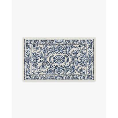 Delphina Delft Blue Flatwoven Rug - 90 x 150 cm - Rug + Cushioned Pad System