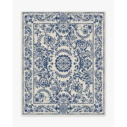 Delphina Delft Blue Flatwoven Rug - 245 x 305 cm - Rug + Cushioned Pad System