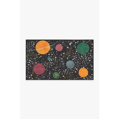 Outer Space Black Flatwoven Rug - 90 x 150 cm - Rug + Cushioned Pad System