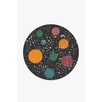 Outer Space Black Flatwoven Rug - 185 Round cm - Rug + Cushioned Pad System
