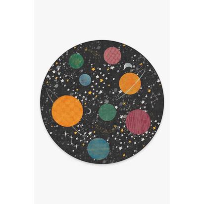 Outer Space Black Flatwoven Rug - 245 Round cm - Rug + Cushioned Pad System