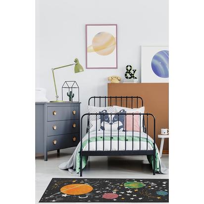Outer Space Black Flatwoven Rug - 245 Round cm - Rug + Cushioned Pad System
