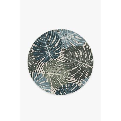 Monstera Jade Flatwoven Rug - 185 Round cm - Rug + Cushioned Pad System