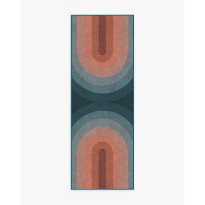 Absida Teal Flatwoven Rug - 75 x 215 cm - Rug + Cushioned Pad System