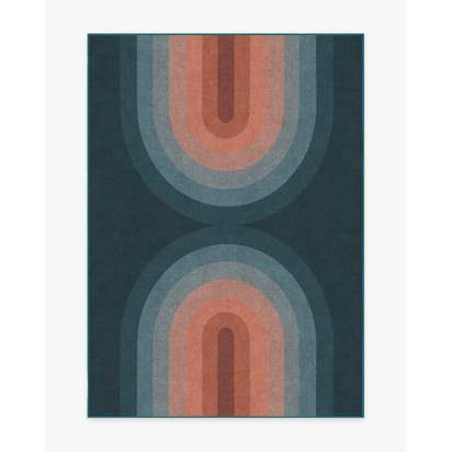 Absida Teal Flatwoven Rug - 150 x 215 cm - Rug + Cushioned Pad System