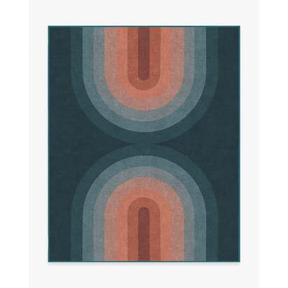 Absida Teal Flatwoven Rug - 245 x 305 cm - Rug + Cushioned Pad System