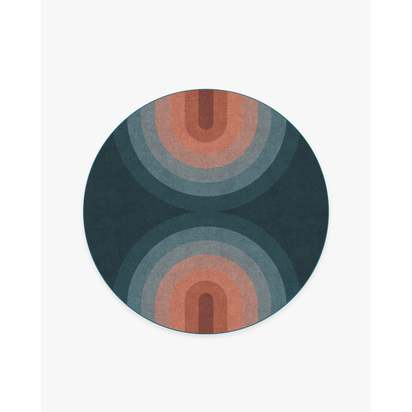 Absida Teal Flatwoven Rug - 185 Round cm - Rug + Cushioned Pad System
