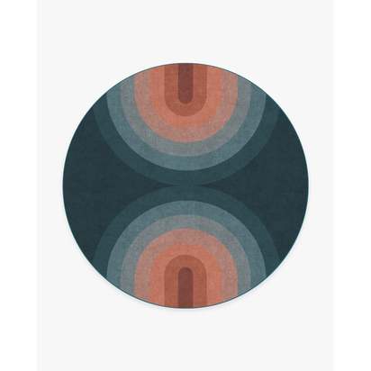 Absida Teal Flatwoven Rug - 245 Round cm - Rug + Cushioned Pad System