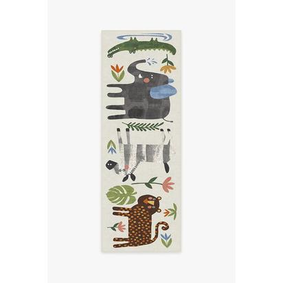 Jungle Safari Multicolour Flatwoven Rug - 75 x 215 cm - Rug + Cushioned Pad System