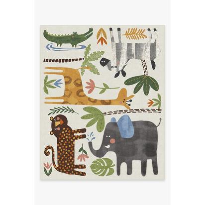 Jungle Safari Multicolour Flatwoven Rug - 245 x 305 cm - Rug + Cushioned Pad System
