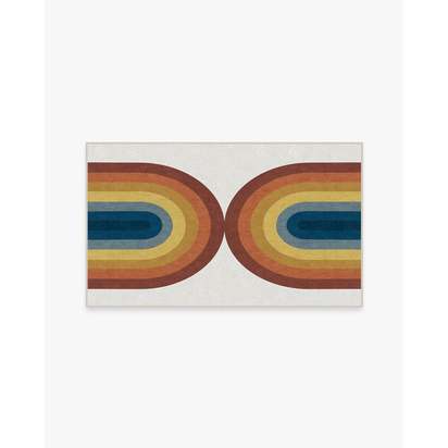 Absida Rainbow Flatwoven Rug - 90 x 150 cm - Rug + Cushioned Pad System