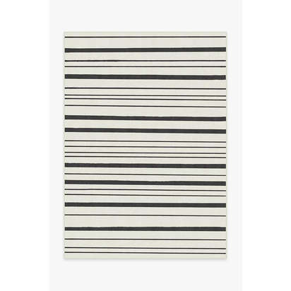 Hudson Stripe Black Flatwoven Rug - 150 x 215 cm - Rug + Cushioned Pad System