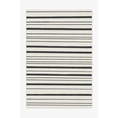Hudson Stripe Black Flatwoven Rug - 185 x 275 cm - Rug + Cushioned Pad System