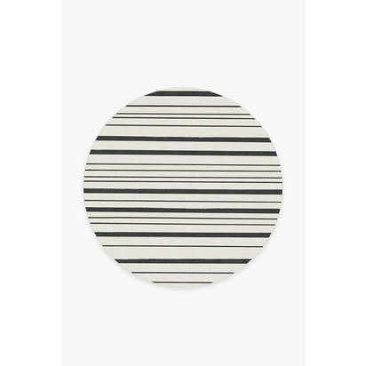 Hudson Stripe Black Flatwoven Rug - 185 Round cm - Rug + Cushioned Pad System