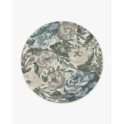 Camellia Jade Flatwoven Rug - 245 Round cm - Rug + Cushioned Pad System