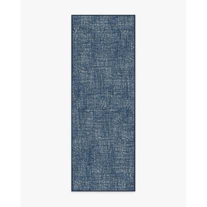 Crosshatch Sapphire Flatwoven Rug - 75 x 215 cm - Rug + Cushioned Pad System