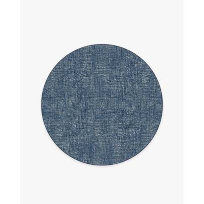 Crosshatch Sapphire Flatwoven Rug - 185 Round cm - Rug + Cushioned Pad System