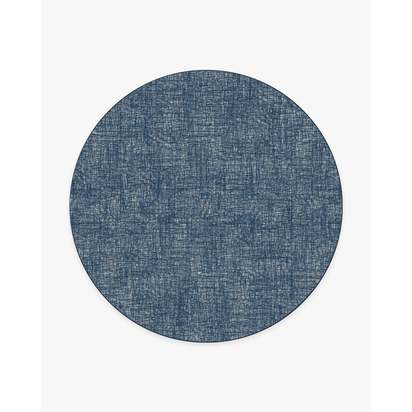 Crosshatch Sapphire Flatwoven Rug - 245 Round cm - Rug + Cushioned Pad System