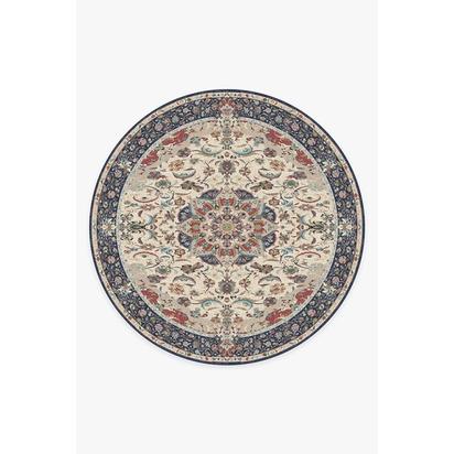 Sima Royal Blue Flatwoven Rug - 245 Round cm - Rug + Cushioned Pad System