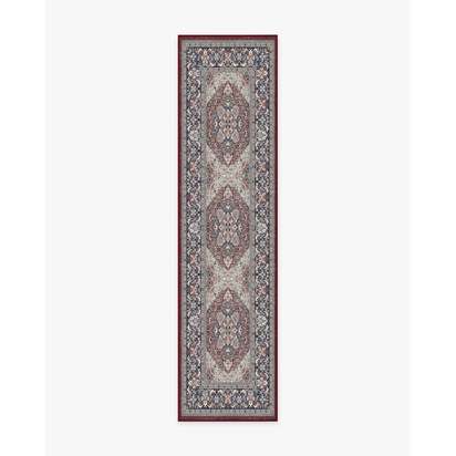 Hendesi Heriz Bordeaux Flatwoven Rug - 75 x 305 cm - Rug + Cushioned Pad System