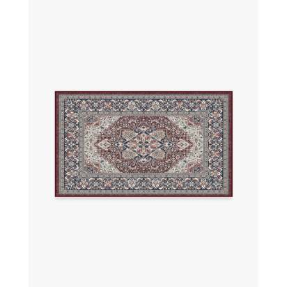 Hendesi Heriz Bordeaux Flatwoven Rug - 90 x 150 cm - Rug + Cushioned Pad System