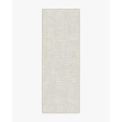 Crosshatch Beige Ivory Flatwoven Rug - 75 x 215 cm - Rug + Cushioned Pad System