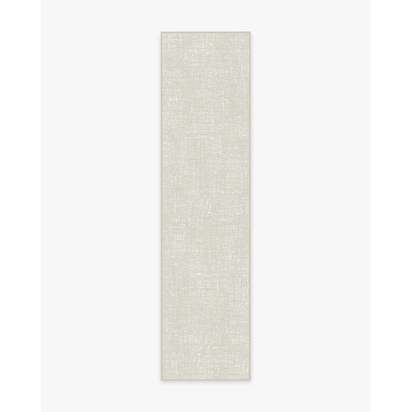 Crosshatch Beige Ivory Flatwoven Rug - 75 x 305 cm - Rug + Cushioned Pad System